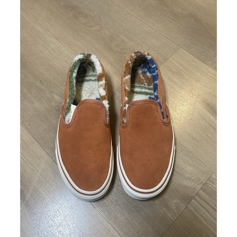 Vans Classic Brown Sunburn‎ Suede Sherpa Lined Slip On Shoes Men 4.5 Women 6